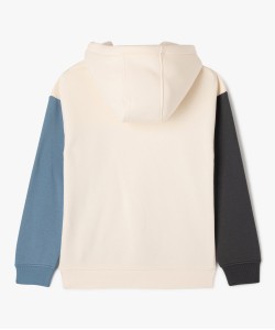 Sweat tricolore avec capuche doublée sherpa garçon